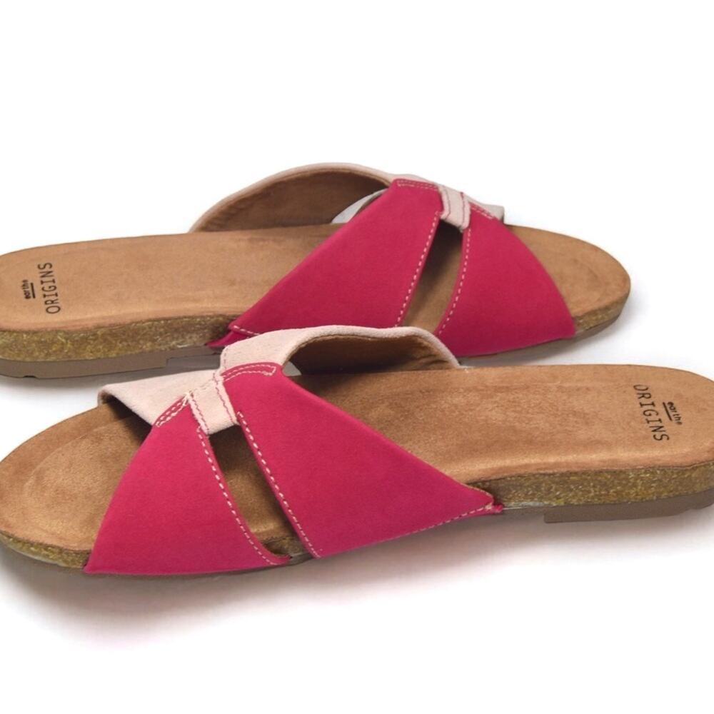 Earth Origins Color Block Pink Suede Comfort Slide Sandals - Size 10W - Picture 5 of 10